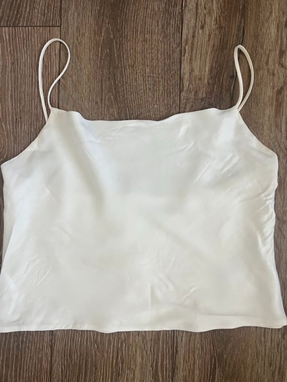 ZARA White Satin Spaghetti Strap Crop Top Camisole Size Medium